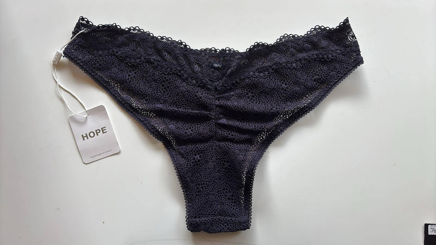 Calcinha Tanga Renda Azul Noturno