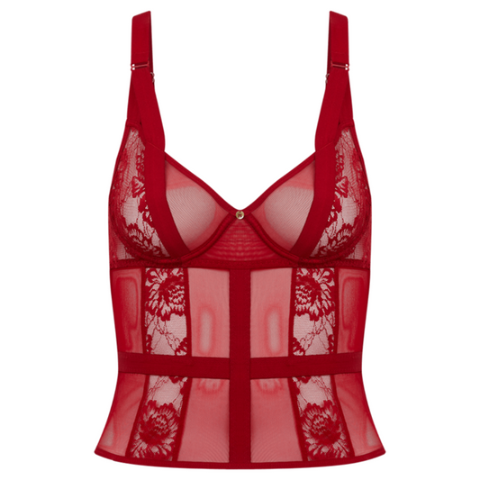 Corselet Hope Sem Bojo Em Tule E Renda Vermelho Zaire