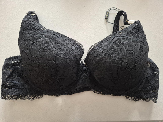 Sutiã Meia-taça Com Bojo Em Renda Preto 48B