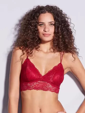 SUTIÃ TOP EM RENDA COM BOJO REMOVÍVEL VERMELHO