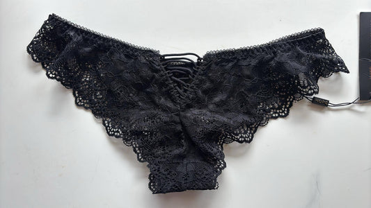 Calcinha Renda Preta Zig Zag