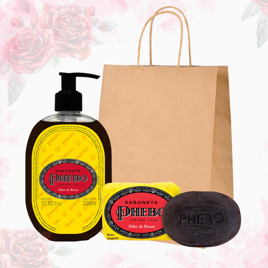 Phebo Odor de Rosas (Roses) Gift Set – Liquid Hand Soap & Bar Soap