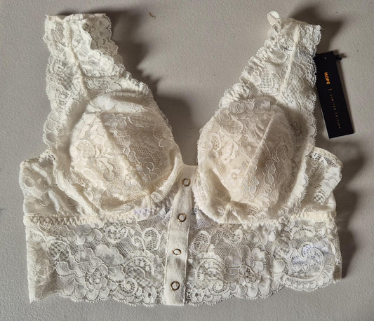 Sutiã Top Alongado Em Renda off white